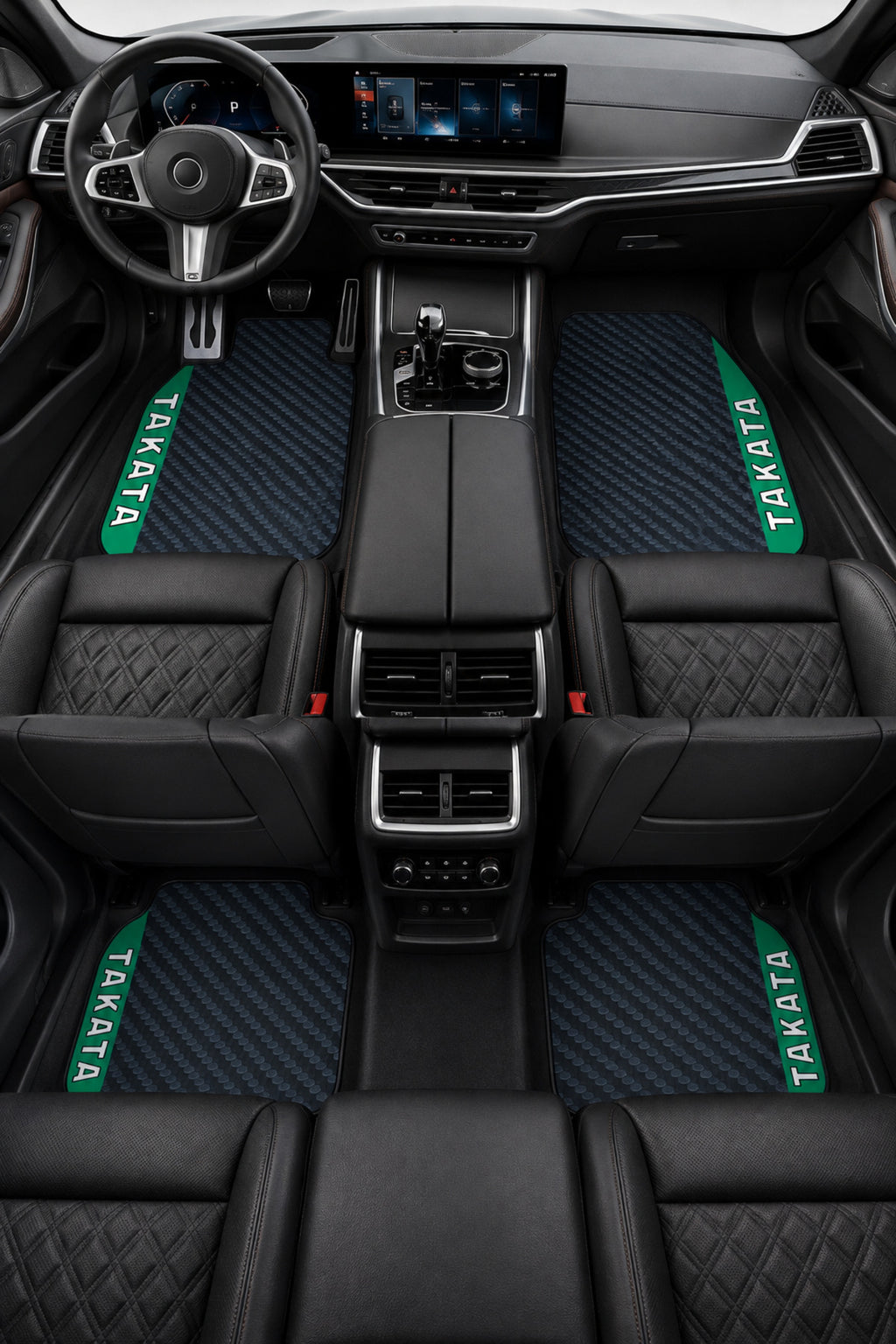 TAKATA CARBON SPORT Kişiye Özel Tasarım Universal Premium Araç İçi Oto Paspası 4'lü Set– Tüm Araç Modellerine Uyumlu-Kaymaz D