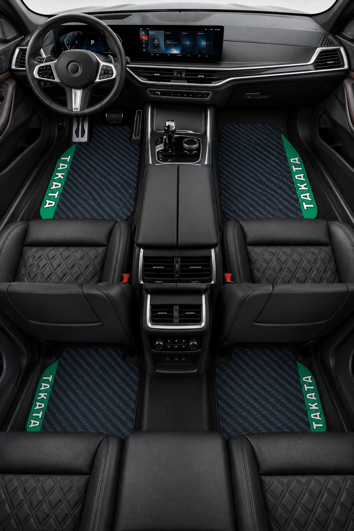 TAKATA CARBON SPORT Kişiye Özel Tasarım Universal Premium Araç İçi Oto Paspası 4'lü Set– Tüm Araç Modellerine Uyumlu-Kaymaz D