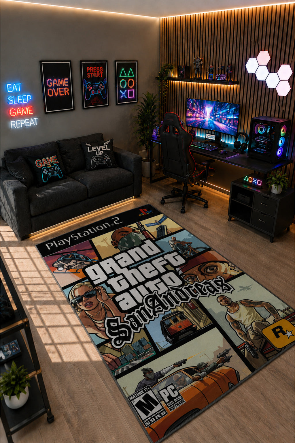 Gamer Collection Kişiye Özel Üretim Dekoratif Kaymaz Taban Oyun Odası Halısı – Dijital Baskı Yıkanabilir – Farklı Ölçü Seçene