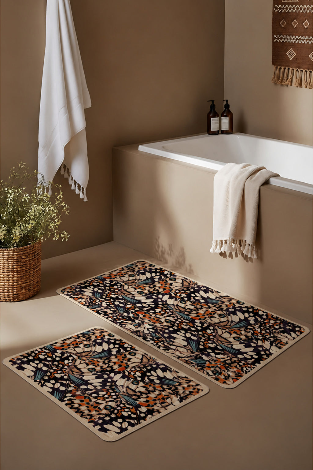 Banyo Paspası 2'li Set Kaymaz Tabanlı ve Yıkanabilir 60x90 Cm - 50x60 Cm