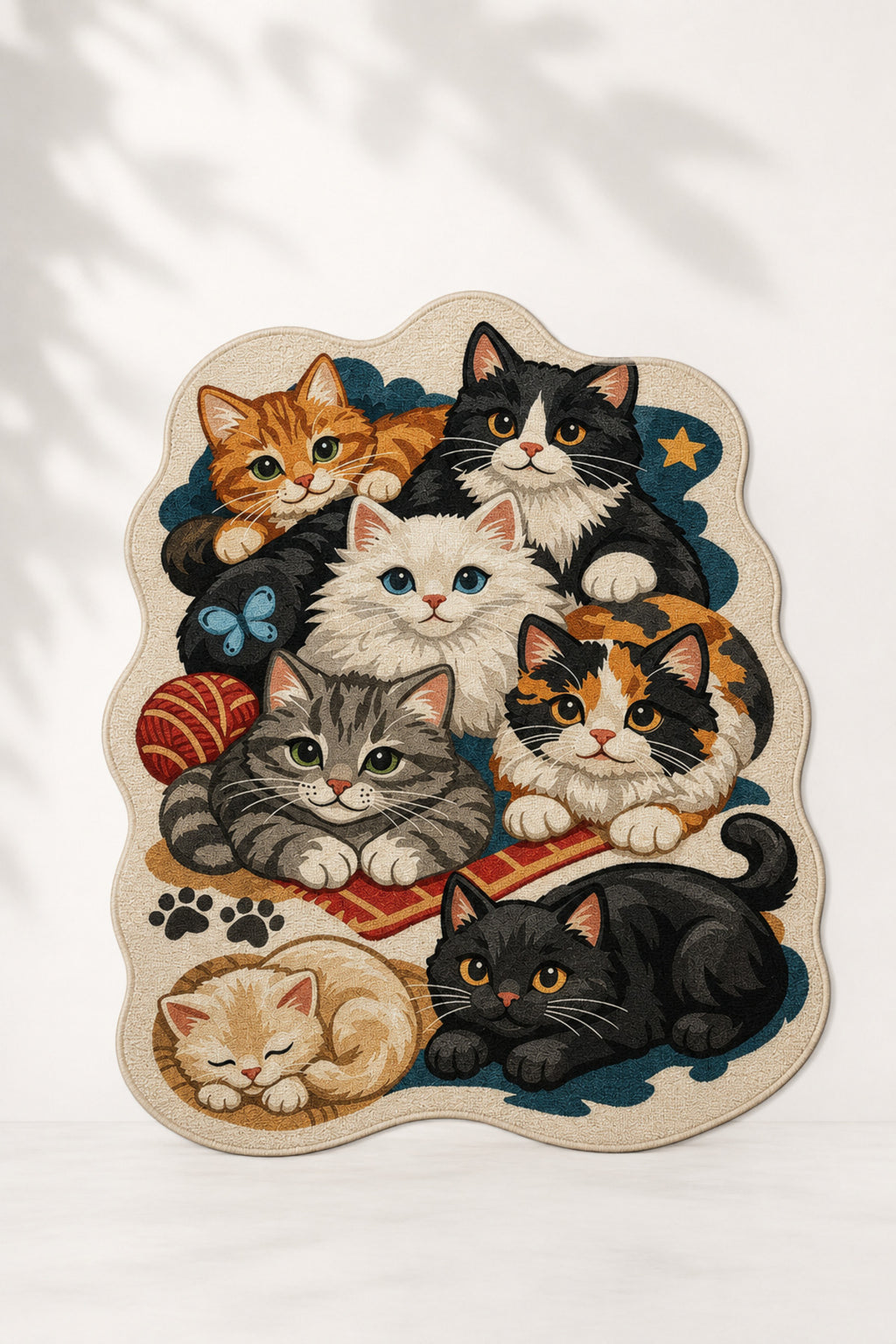 Kedi ve Köpek Mama Altlığı 60x90 cm – Kemik Şekilli Renkli Dijital Baskılı, Kaymaz Taban, Yıkanabilir Mama Paspası