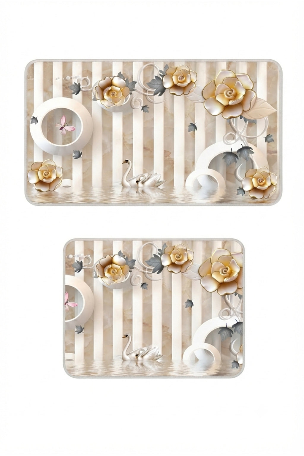 Banyo Paspası 2'li Set Kaymaz Tabanlı ve Yıkanabilir 60x90 Cm - 50x60 Cm