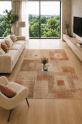Urban Patchwork Modern Geometrik ve Eskitme Desenli Dijital Baskı Kaymaz Taban Yıkanabilir Salon Halısı – 5 Desen ve Farklı Ö