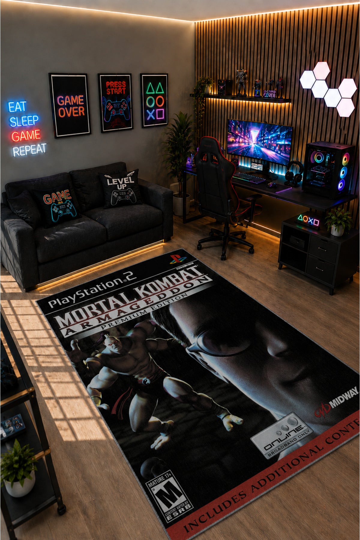 Gamer Collection Kişiye Özel Üretim Dekoratif Kaymaz Taban Oyun Odası Halısı – Dijital Baskı Yıkanabilir – Farklı Ölçü Seçene