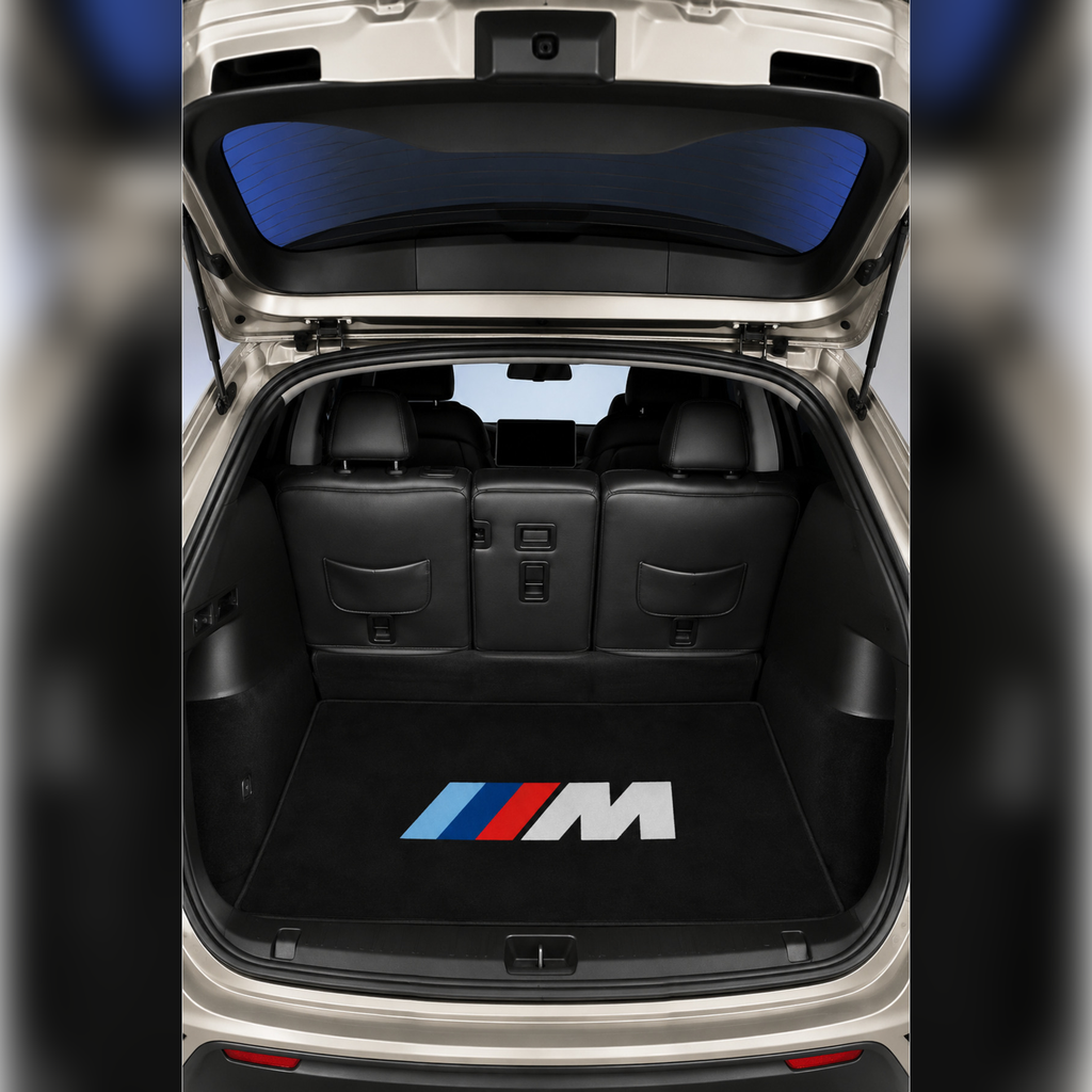 BMW M Temalı Universal Araç Bagaj Halısı | Bagaj Havuzu Halısı | Kaymaz Dot Taban | Premium Siyah | Tüm Marka ve Modellere Kişiye Özel Tasarım Yapılır