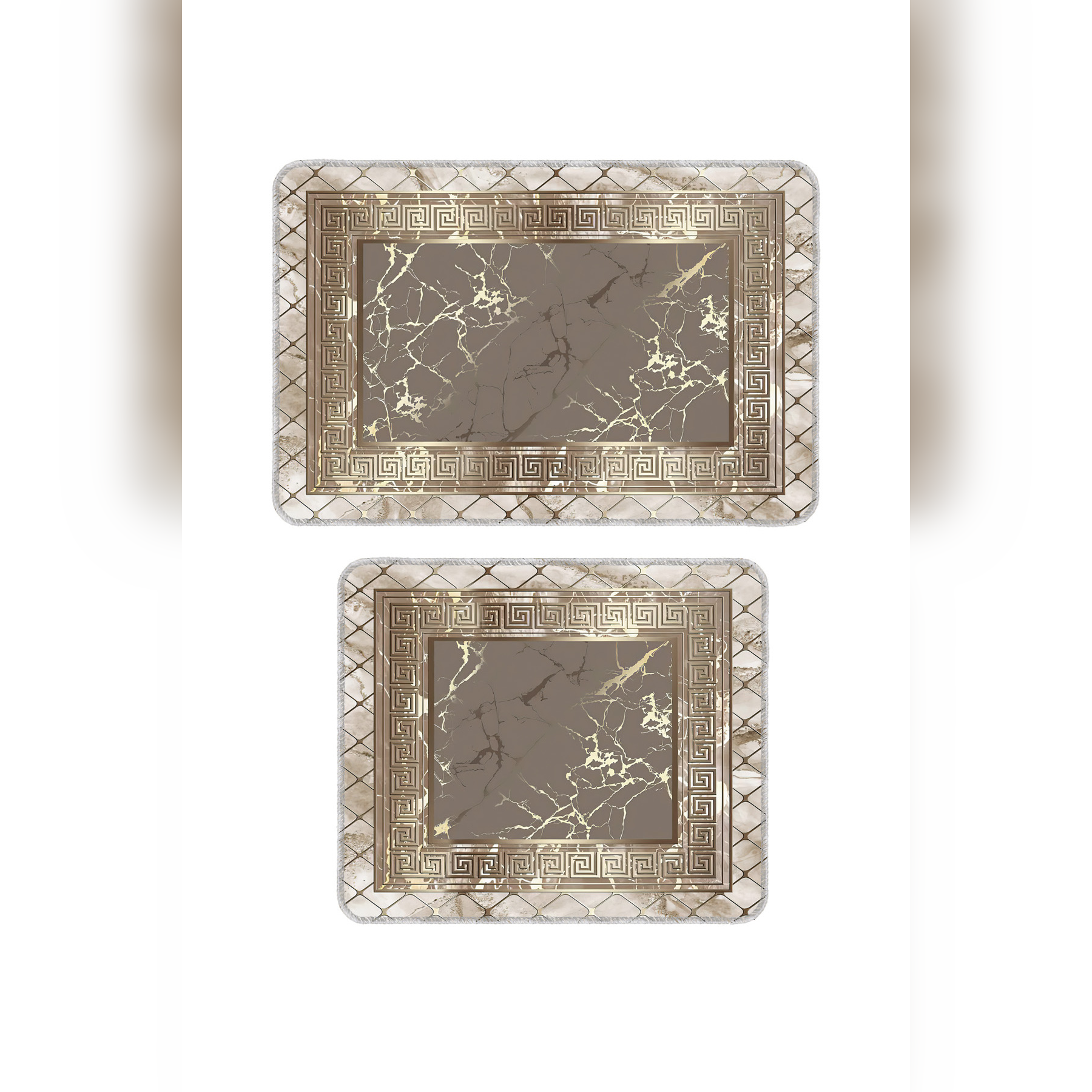 Banyo Paspası 2'li Set Kaymaz Tabanlı ve Yıkanabilir 60x90 Cm - 50x60 Cm