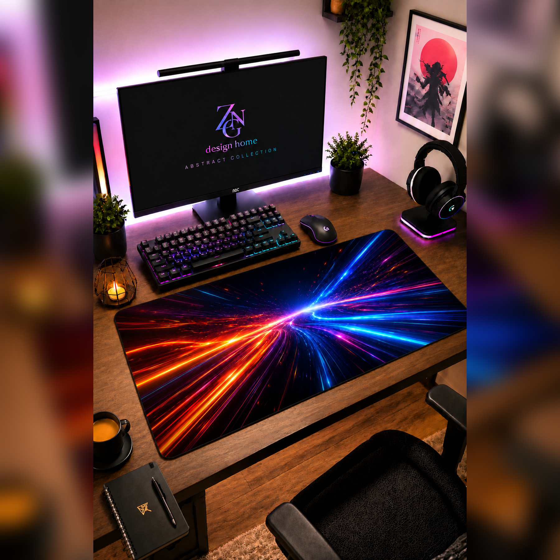 Abstract Collection 80x40 cm Büyük Boy Gaming Mousepad Kaymaz Taban Deskmat