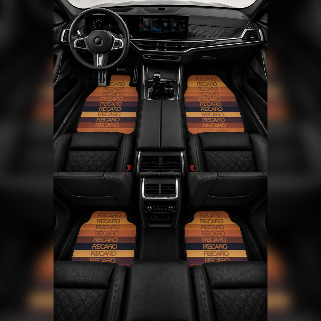 RECARO Temalı Universal Premium Araç İçi Oto Paspası 4'lü Set – Tüm Araç Modellerine Uygun – Kaymaz DOT Taban