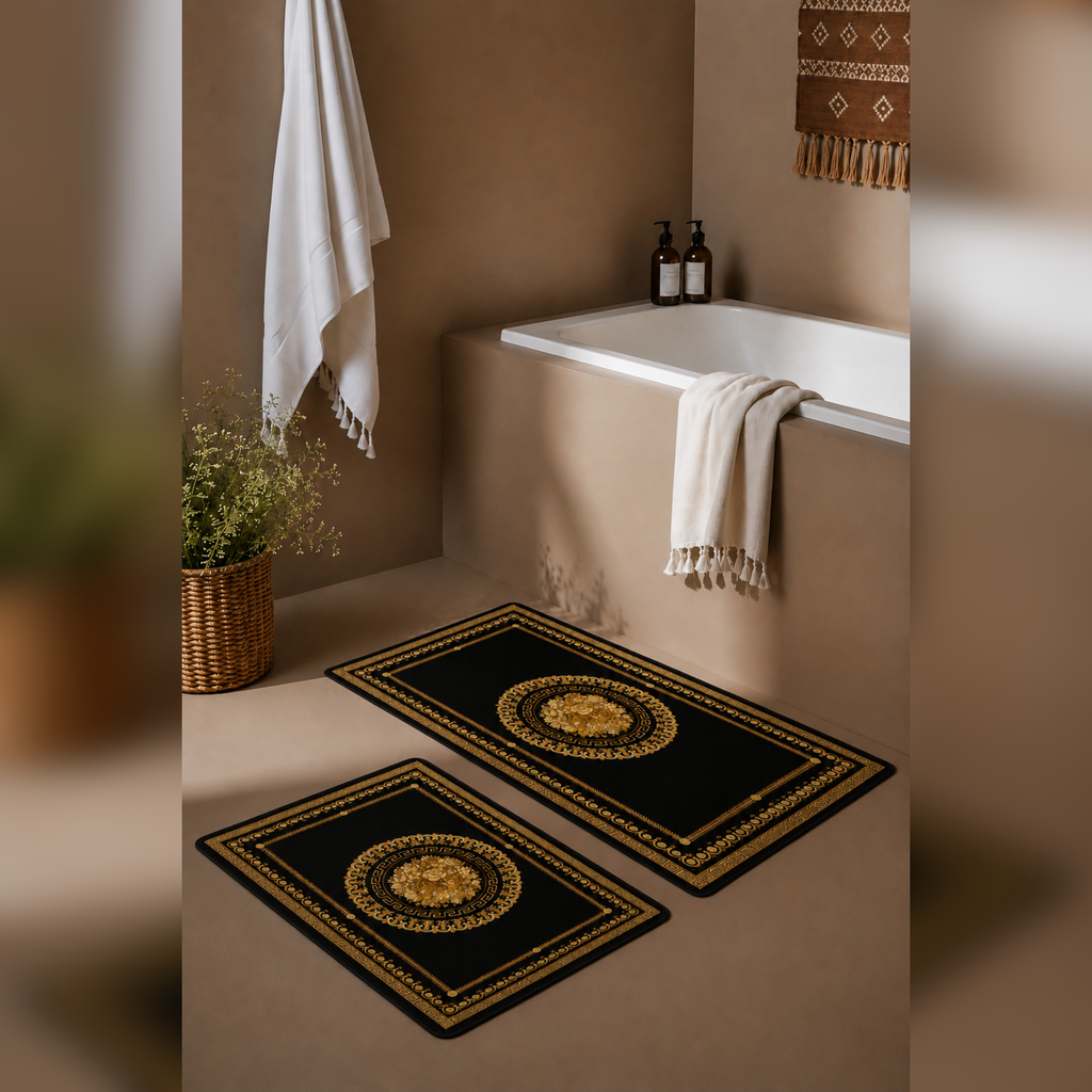 Banyo Paspası 2'li Set Kaymaz Tabanlı ve Yıkanabilir 60x90 Cm - 50x60 Cm