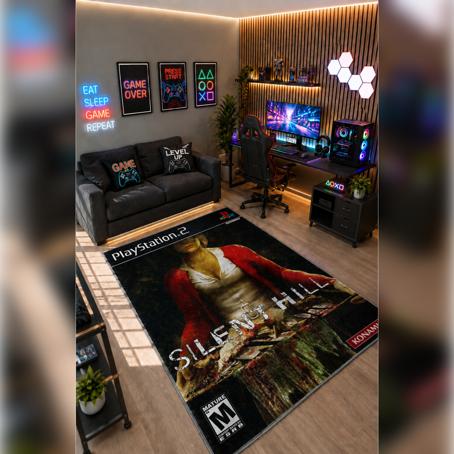 Gamer Collection Kişiye Özel Üretim Dekoratif Kaymaz Taban Oyun Odası Halısı – Dijital Baskı Yıkanabilir – Farklı Ölçü Seçenekleri