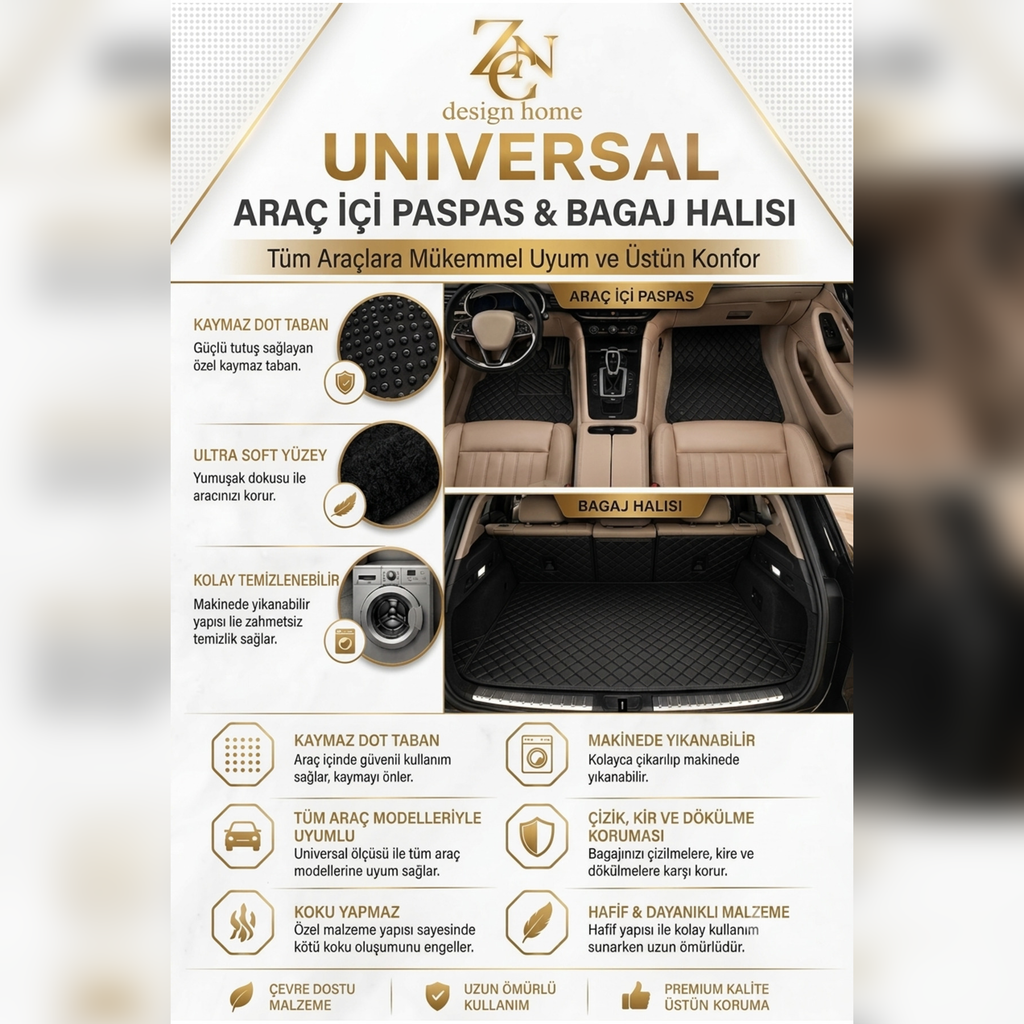 İTALYAN Temalı Kişiye Özel Tasarım Universal Premium Araç İçi Oto Paspası 4'lü Set– Tüm Araç Modellerine Uyumlu-Kaymaz DOT Taban