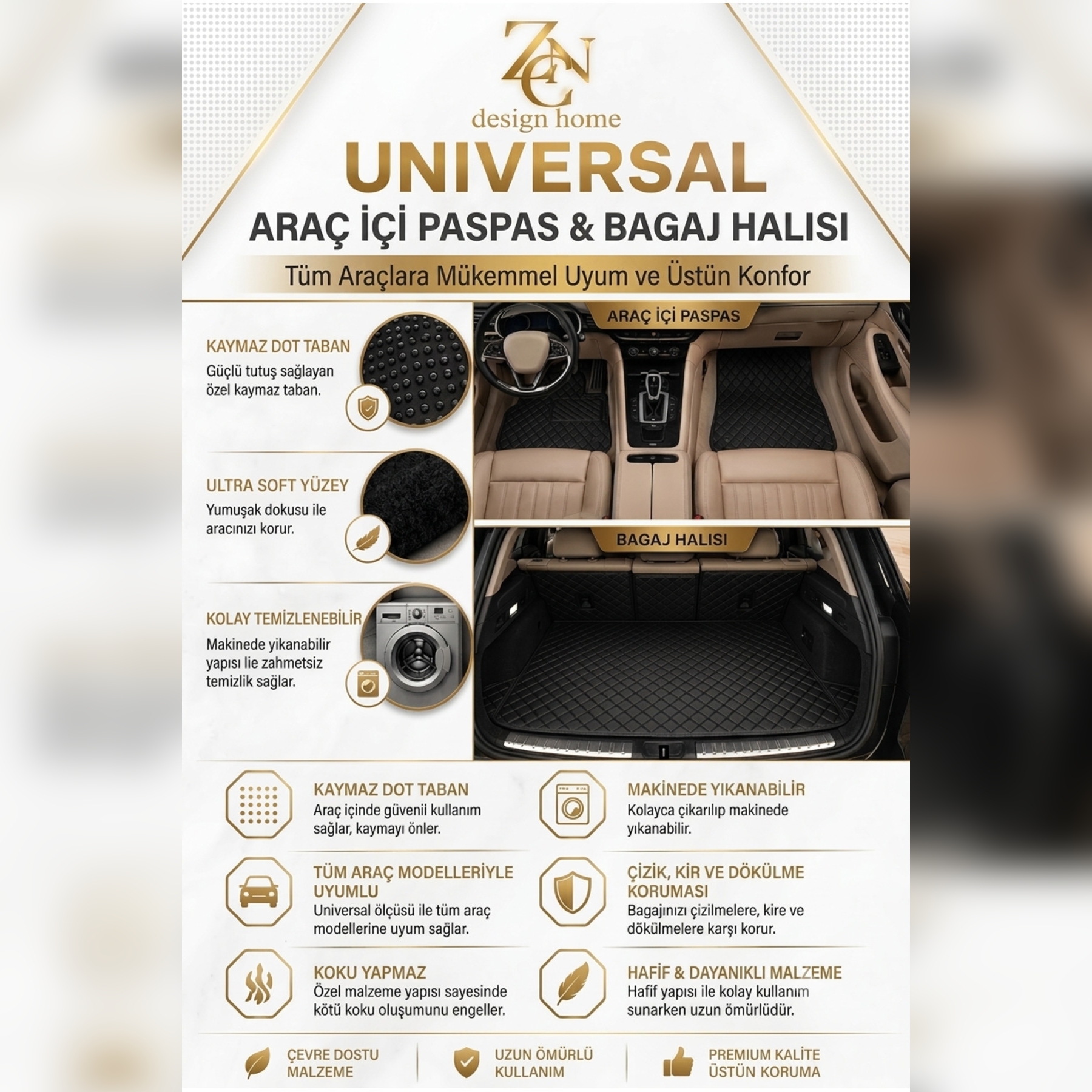 İTALYAN Temalı Kişiye Özel Tasarım Universal Premium Araç İçi Oto Paspası 4'lü Set– Tüm Araç Modellerine Uyumlu-Kaymaz DOT Taban