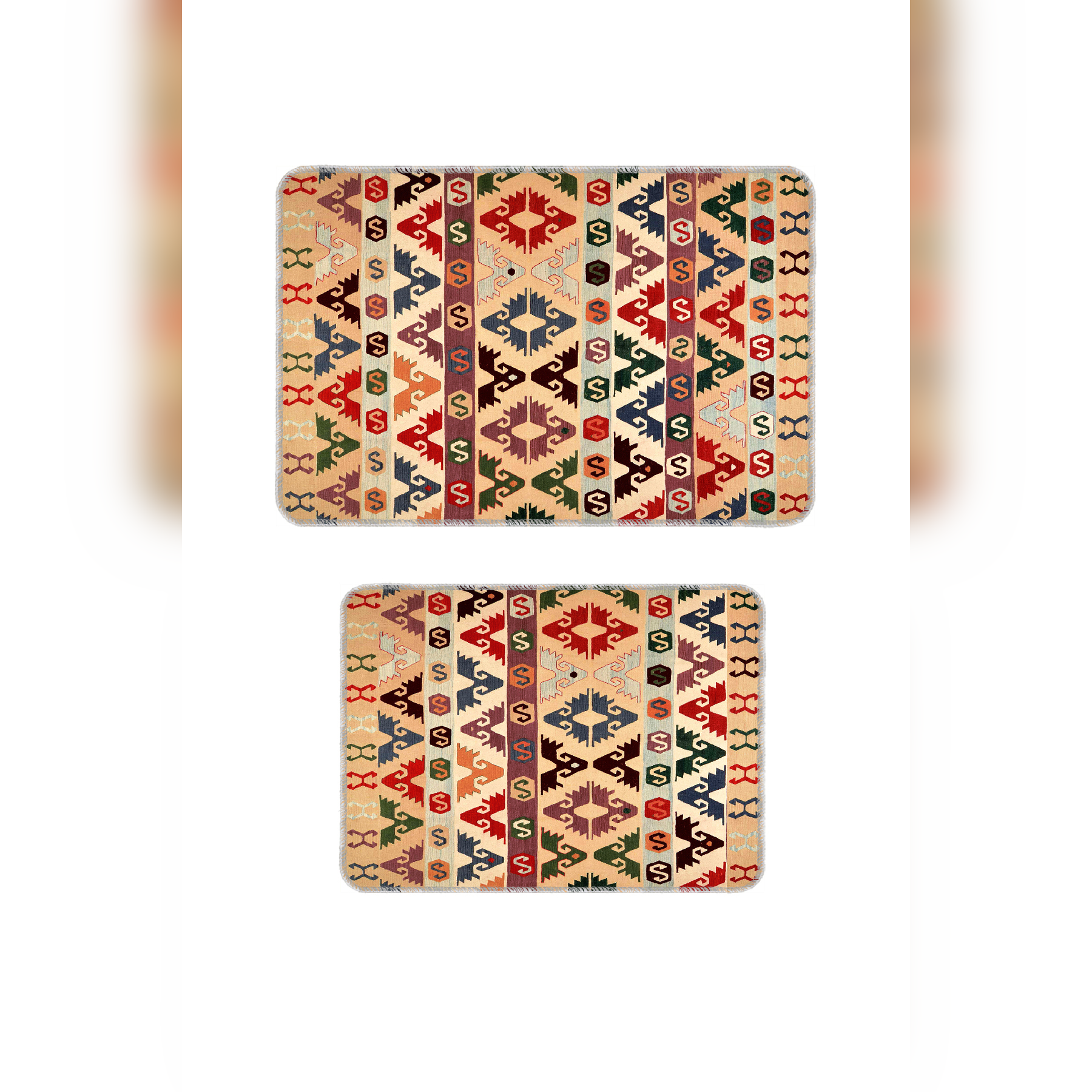 Banyo Paspası 2'li Set Kaymaz Tabanlı ve Yıkanabilir 60x90 Cm - 50x60 Cm