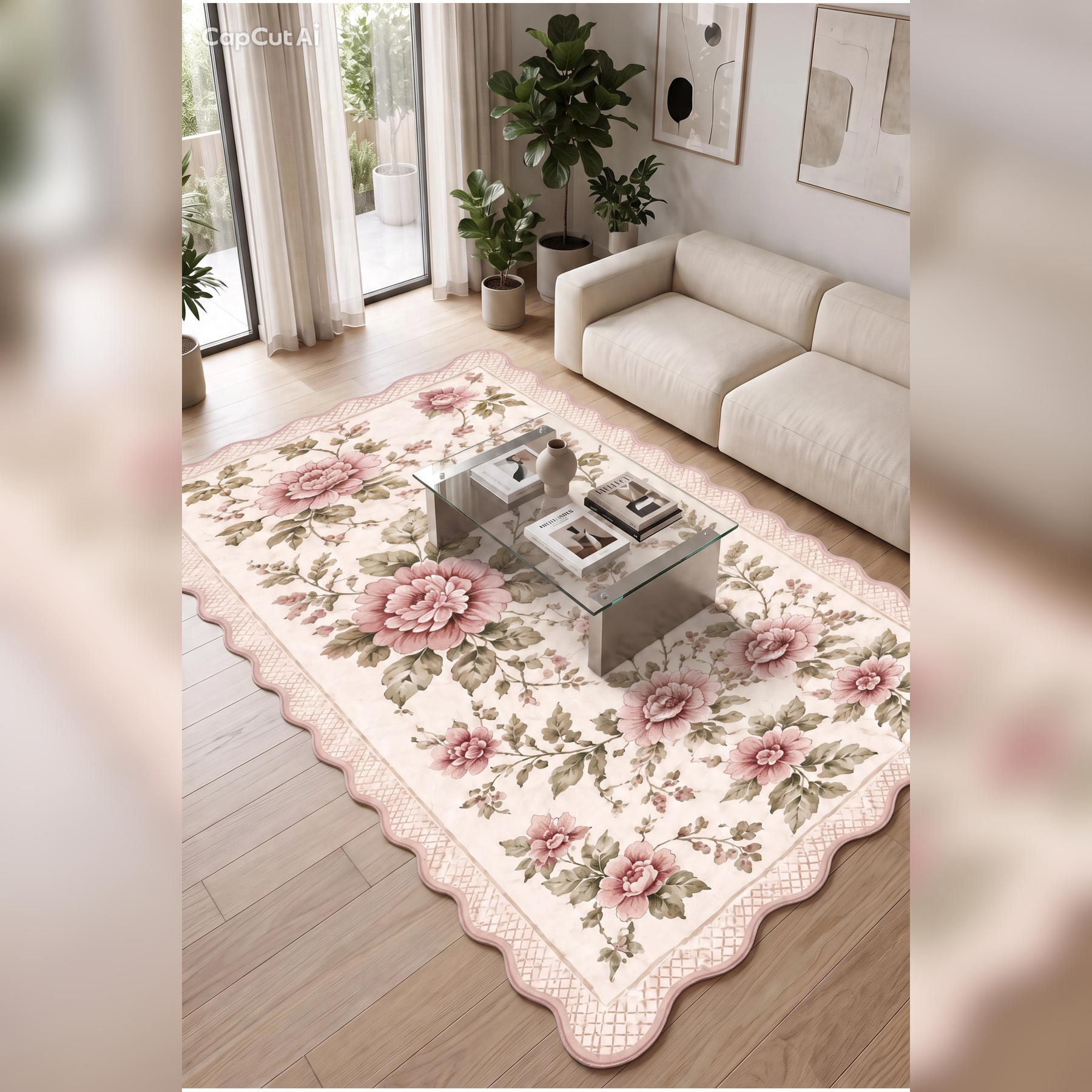 Botanica Luxe Collection English Rose Kişiye Özel Üretim Dekoratif Kaymaz Taban Salon/Yatak /Oturma odası Halısı – Dijital Baskı, Yıkanabilir, Farklı Ölçü Seçenekleri
