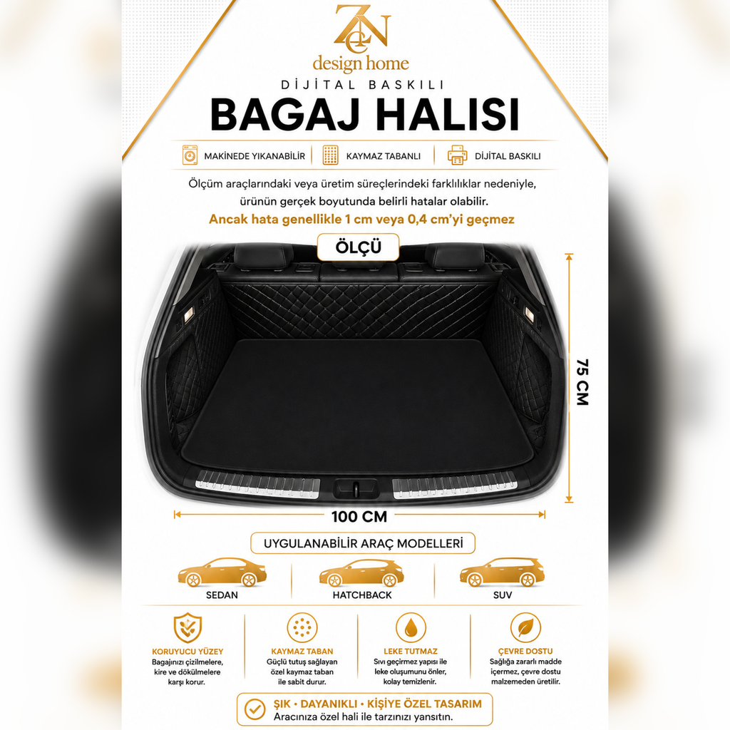 BMW M Temalı Universal Araç Bagaj Halısı | Bagaj Havuzu Halısı | Kaymaz Dot Taban | Premium Siyah | Tüm Marka ve Modellere Kişiye Özel Tasarım Yapılır