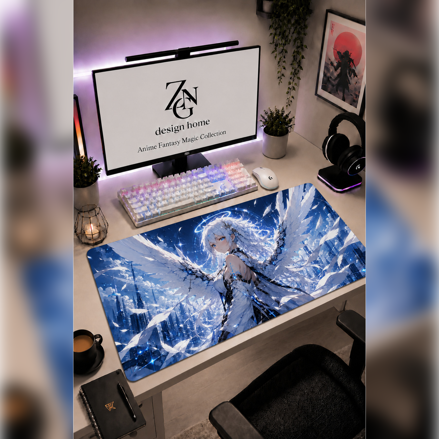 Anime Fantasy Magic Collection 80x40 cm Büyük Boy Gaming Mousepad Kaymaz Taban Deskmat