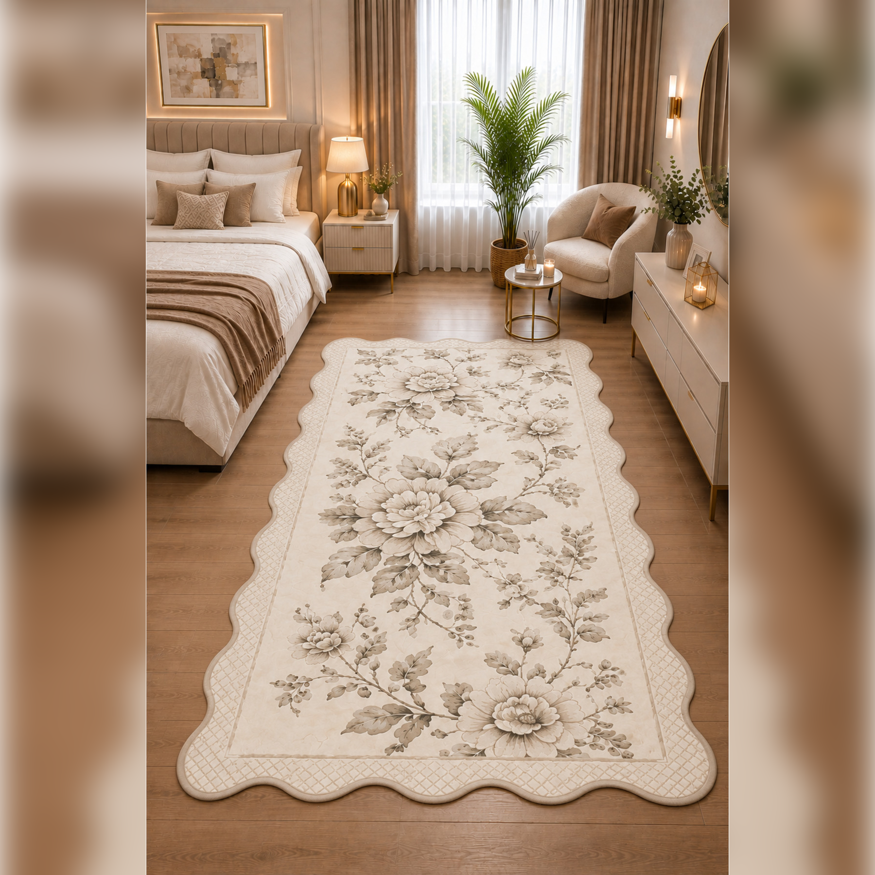 Botanica Luxe Collection English Rose Kişiye Özel Üretim Dekoratif Kaymaz Taban Salon/Yatak /Oturma odası Halısı – Dijital Baskı, Yıkanabilir, Farklı Ölçü Seçenekleri