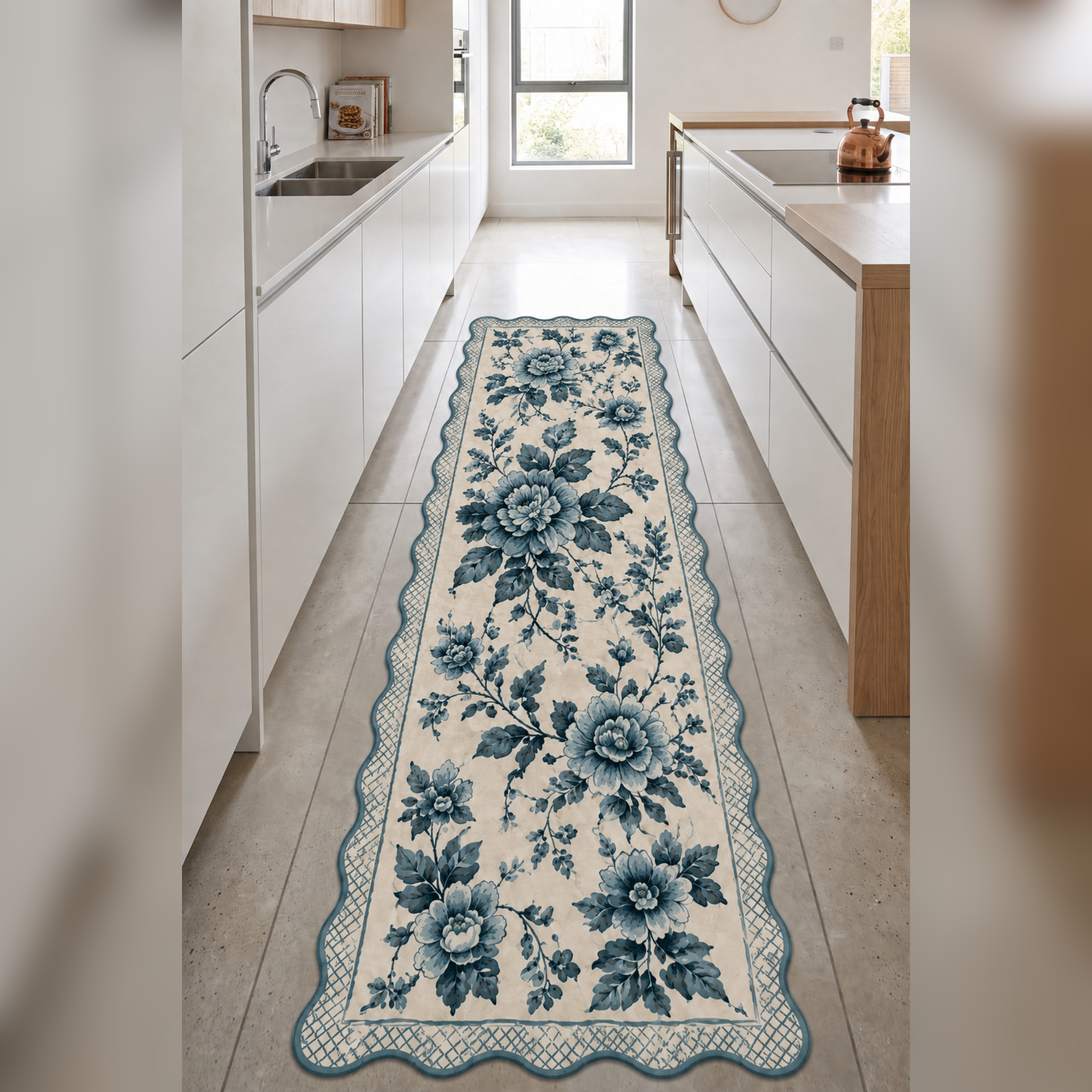 Botanica Luxe Collection English Rose Kişiye Özel Üretim Dekoratif Kaymaz Taban MUTFAK Halısı – Dijital Baskı, Yıkanabilir, Farklı Ölçü Seçenekleri