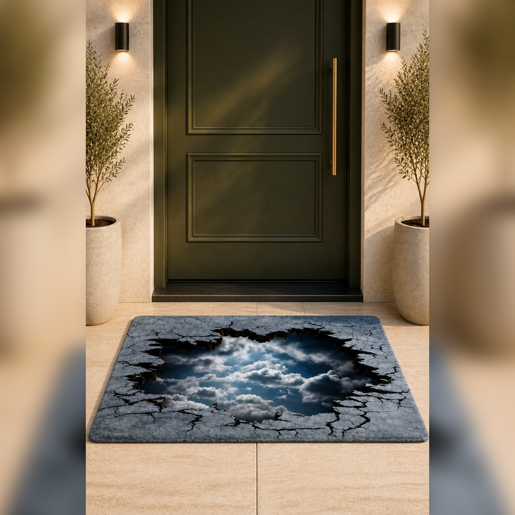 Gökyüzü Çukuru 3D İllüzyon Kapı Önü Paspası 70×50 cm -60 x 90 cm – Kaymaz Taban – Kişiye Özel Tasarım Seçeneği