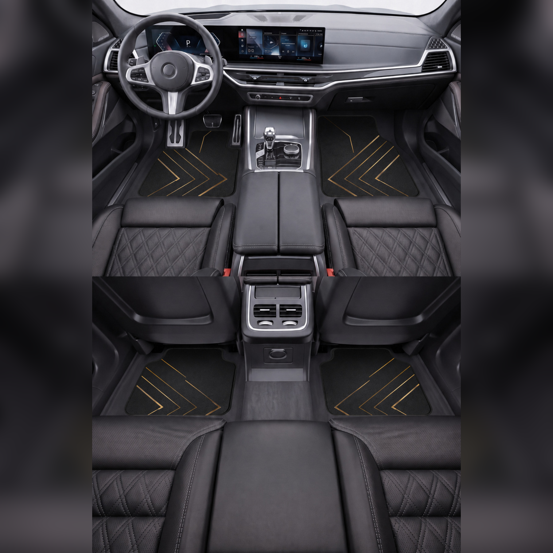 Black Luxury Tasarım Universal Premium Araç İçi Oto Paspası 4'lü Set – Tüm Araç Modellerine Uygun – Kaymaz DOT Taban