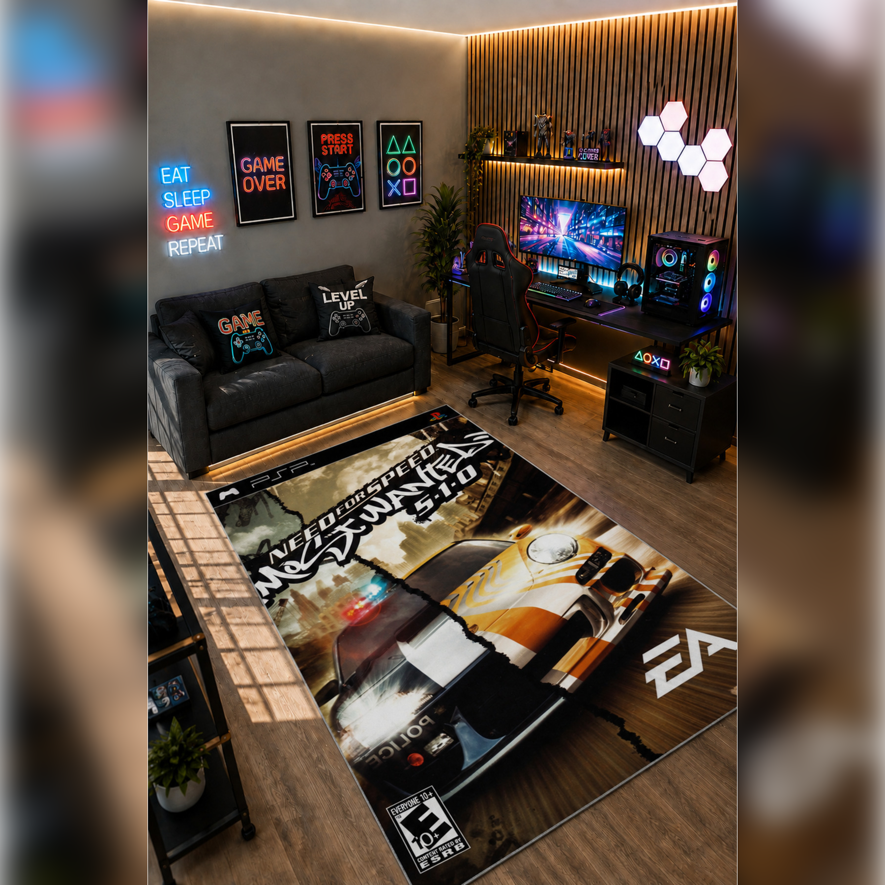 Gamer Collection Kişiye Özel Üretim Dekoratif Kaymaz Taban Oyun Odası Halısı – Dijital Baskı Yıkanabilir – Farklı Ölçü Seçenekleri