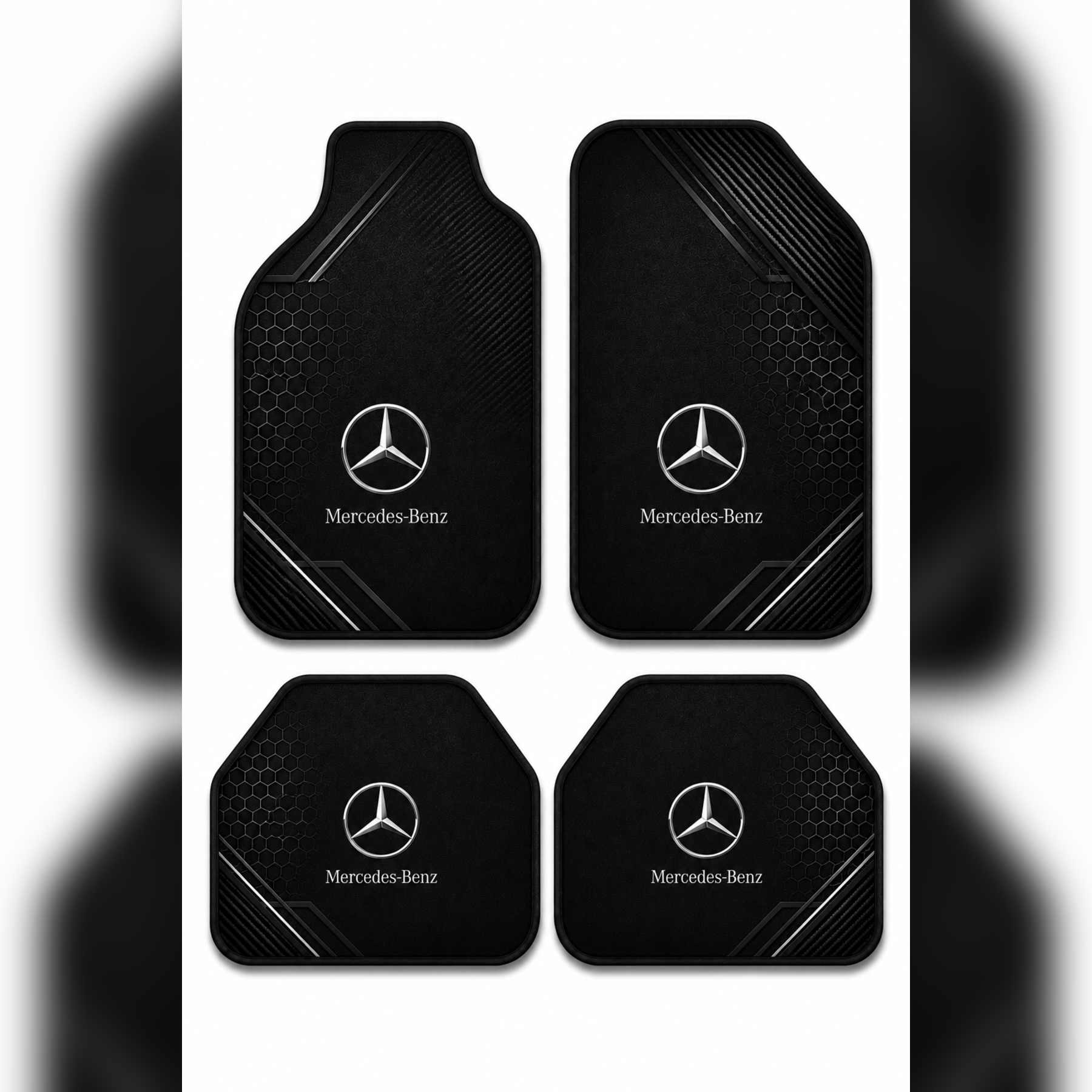 Mercedes Tasarımlı Universal Premium Araç İçi Oto Paspası 4'lü Set – Tüm Araç Modellerine Uyumlu– Tüm Araç Modellerine Uyumlu-Kaymaz DOT Taban
