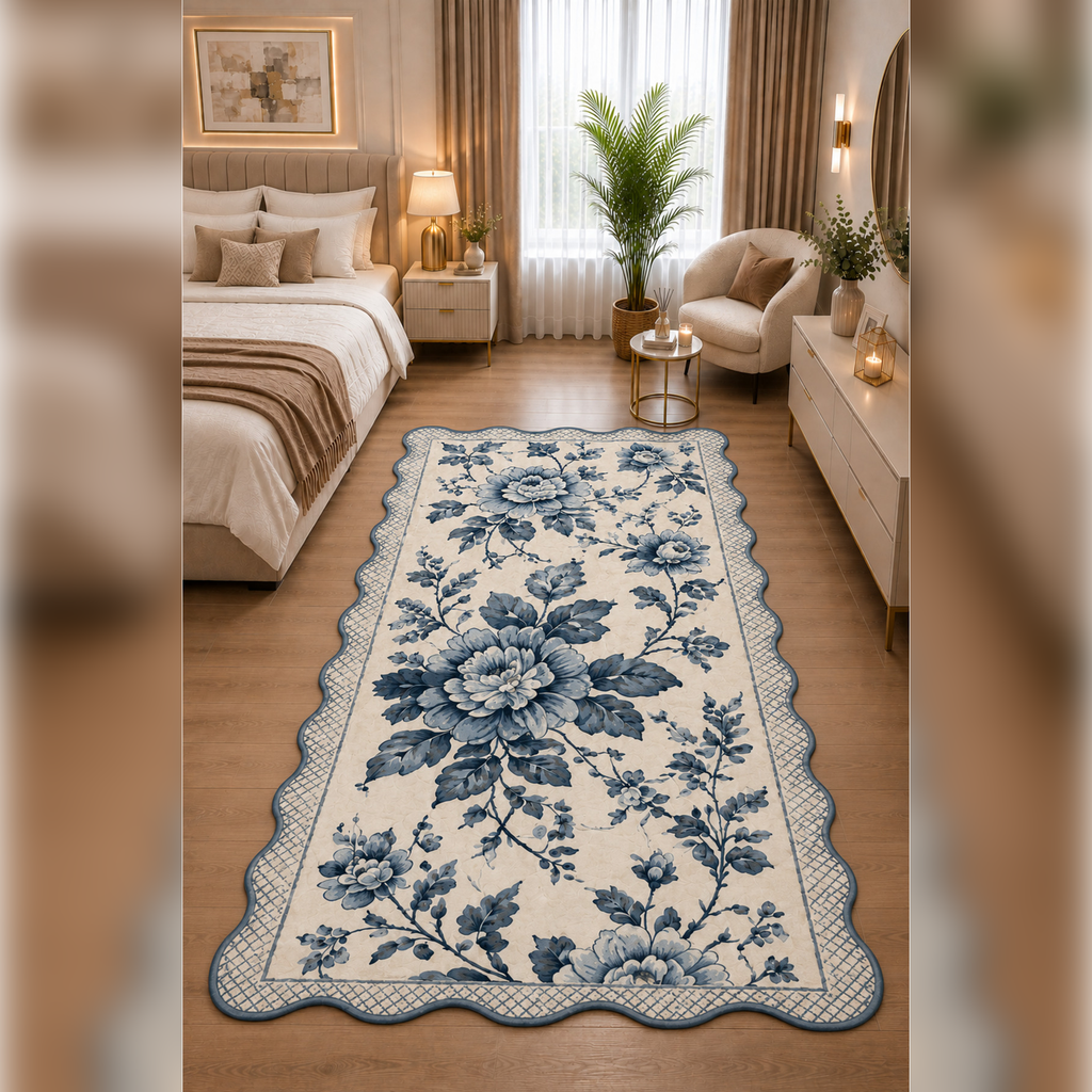 Botanica Luxe Collection English Rose Kişiye Özel Üretim Dekoratif Kaymaz Taban Salon/Yatak /Oturma odası Halısı – Dijital Baskı, Yıkanabilir, Farklı Ölçü Seçenekleri