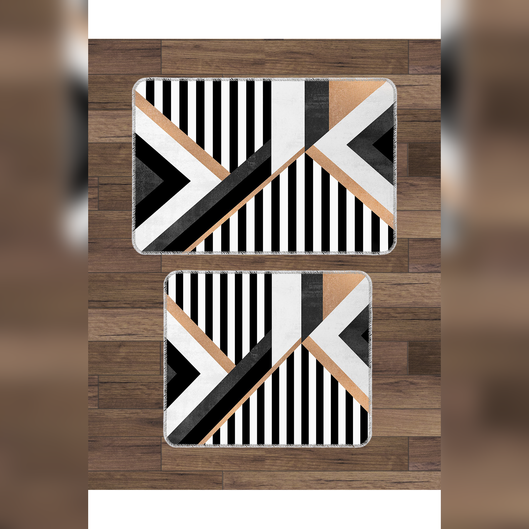 Banyo Paspası 2'li Set Kaymaz Tabanlı ve Yıkanabilir 60x90 Cm - 50x60 Cm
