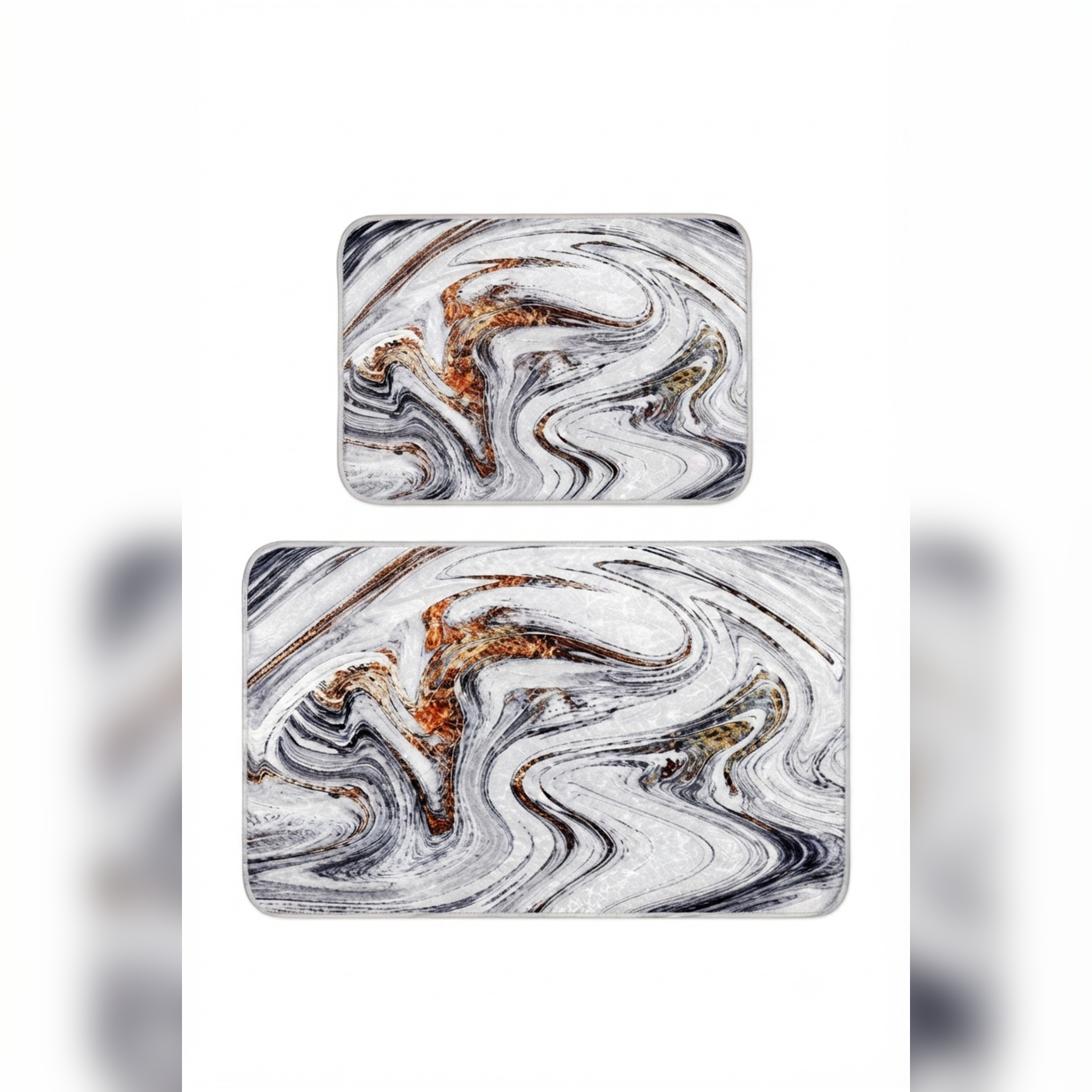 Banyo Paspası 2'li Set Kaymaz Tabanlı ve Yıkanabilir 60x90 Cm - 50x60 Cm