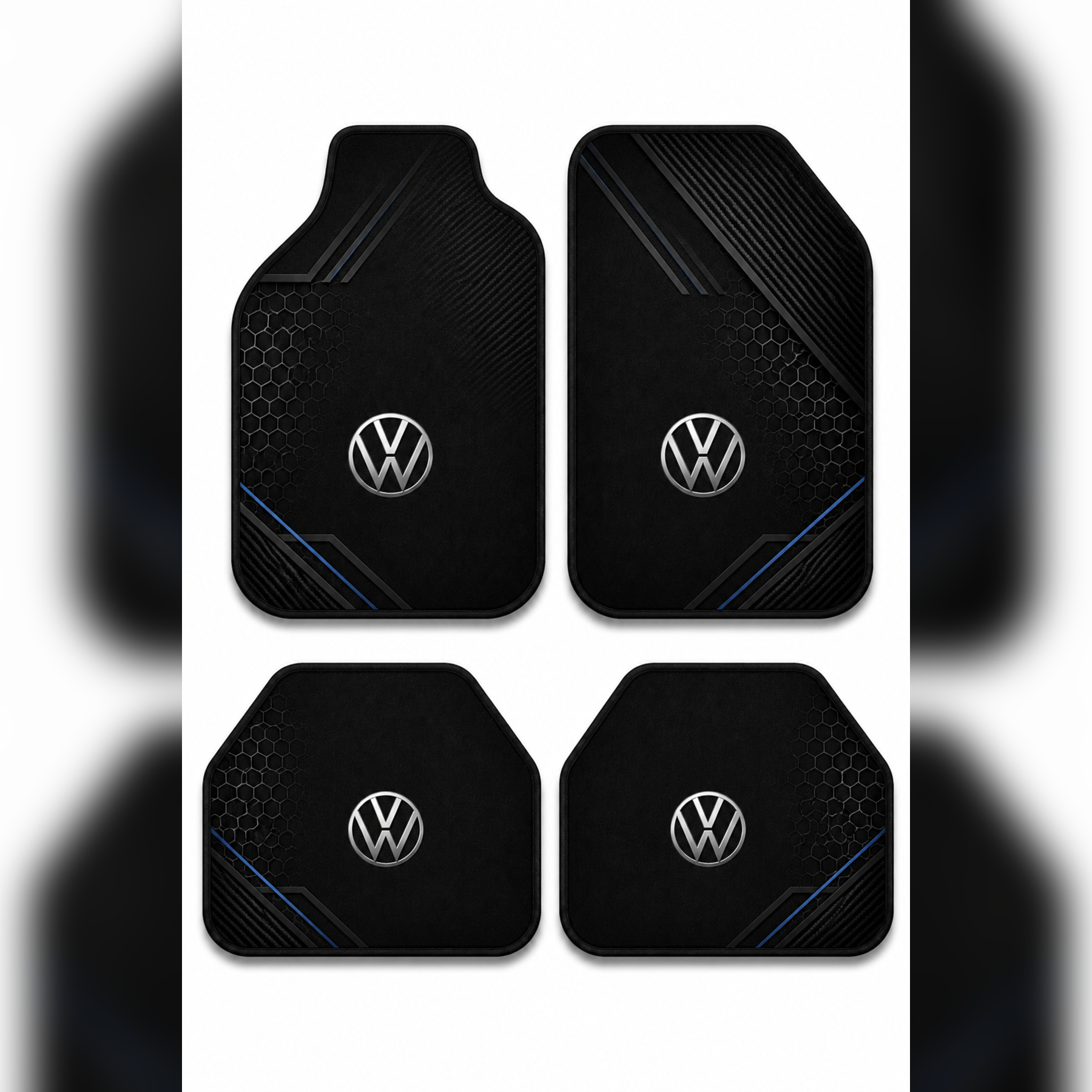 Volkswagen Tasarımlı Universal Premium Araç İçi Oto Paspası 4'lü Set – Tüm Araç Modellerine Uyumlu-Kaymaz DOT Taban