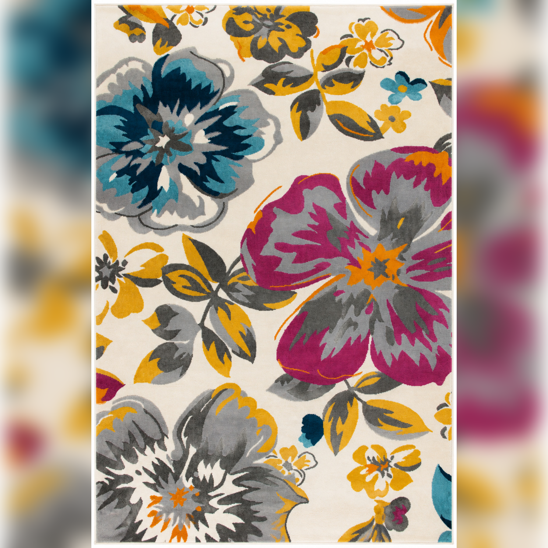 Flora Bloom Collection Çiçek Desenli Salon halı
