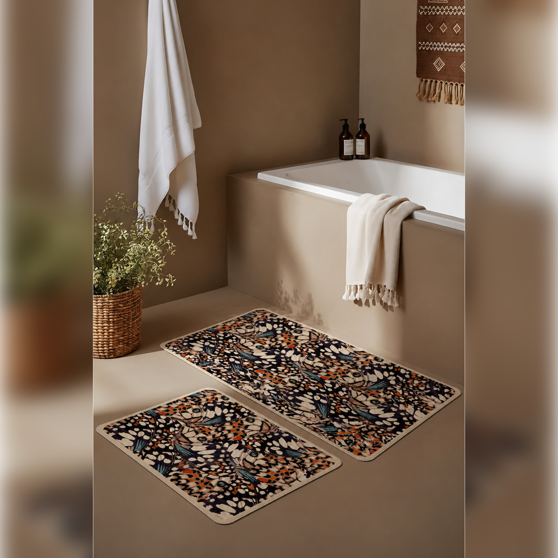 Banyo Paspası 2'li Set Kaymaz Tabanlı ve Yıkanabilir 60x90 Cm - 50x60 Cm