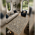 Home Royal Magnolia Krem Çiçek Desenli Modern Kaymaz Dijital Baskı Halı
