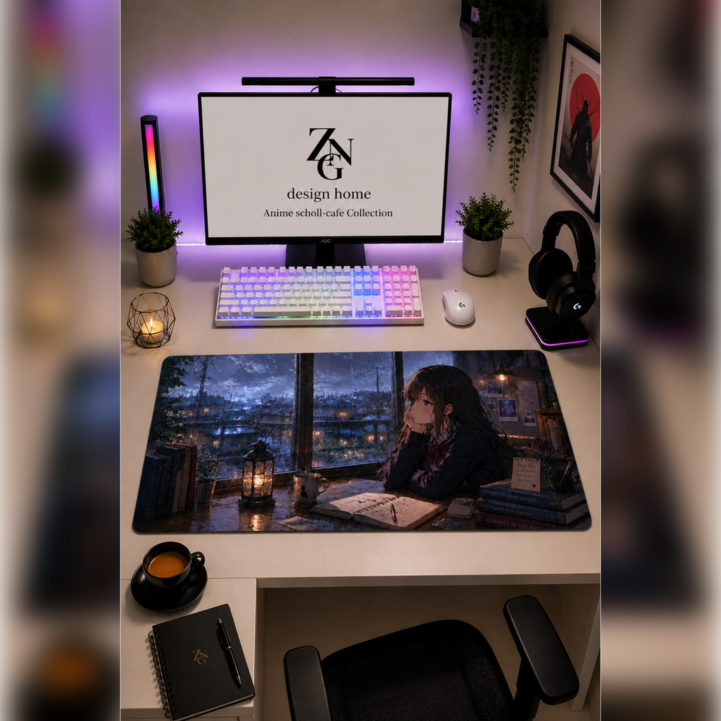 Anime scholl-cafe Collection 80x40 cm Büyük Boy Gaming Mousepad Kaymaz Taban Deskmat