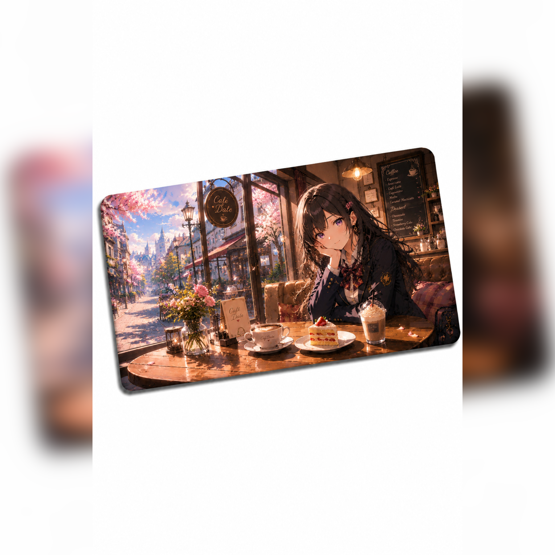 Anime scholl-cafe Collection 80x40 cm Büyük Boy Gaming Mousepad Kaymaz Taban Deskmat