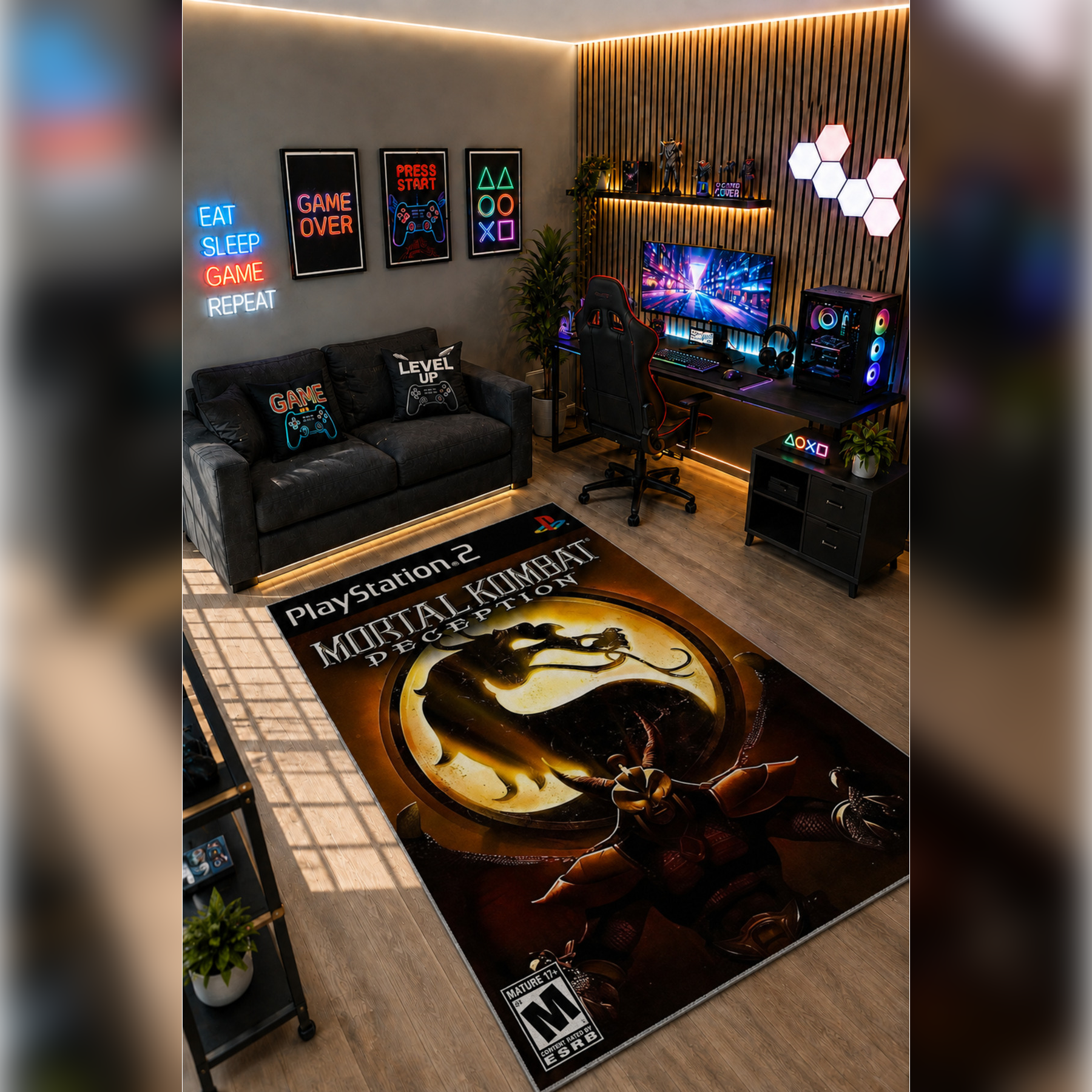 Gamer Collection Kişiye Özel Üretim Dekoratif Kaymaz Taban Oyun Odası Halısı – Dijital Baskı Yıkanabilir – Farklı Ölçü Seçenekleri