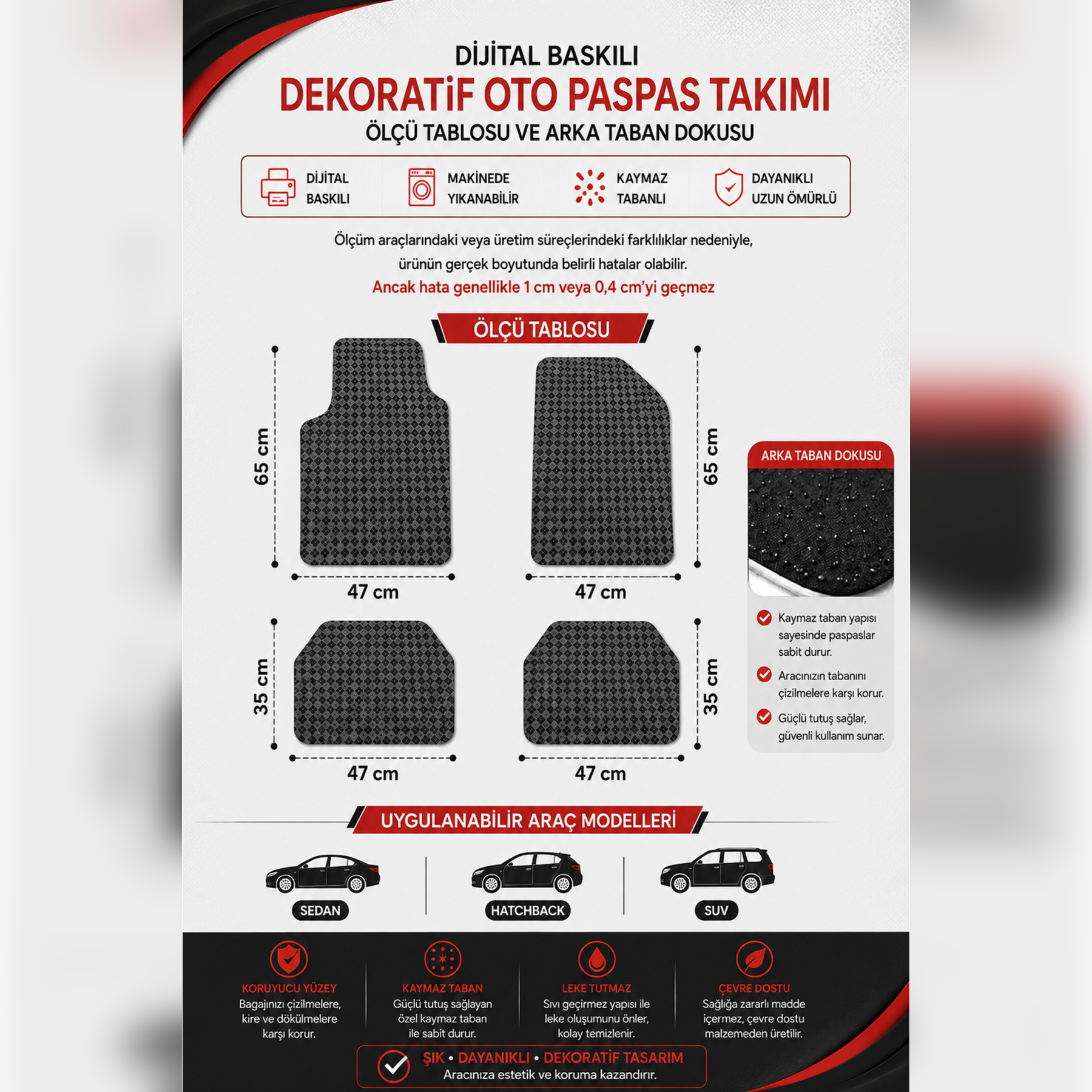 Kişiye Özel Tasarım 4'lü Universal Premium Araç İçi Oto Paspası – Tüm Araç Modellerine Uyumlu Kaymaz DOT Taban – Gold Money Tasarımı