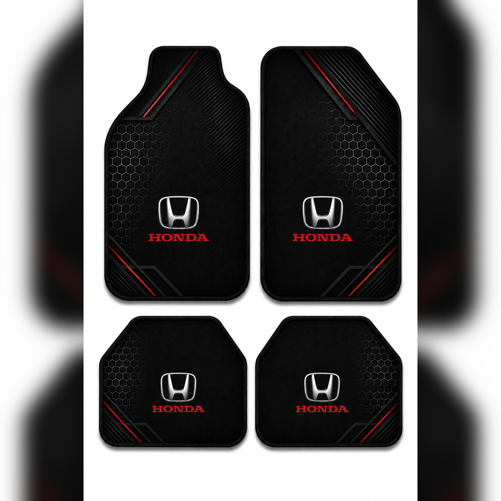 Honda Tasarımlı Universal Premium Araç İçi Oto Paspası 4'lü Set – Tüm Araç Modellerine Uyumlu-Kaymaz DOT Taban
