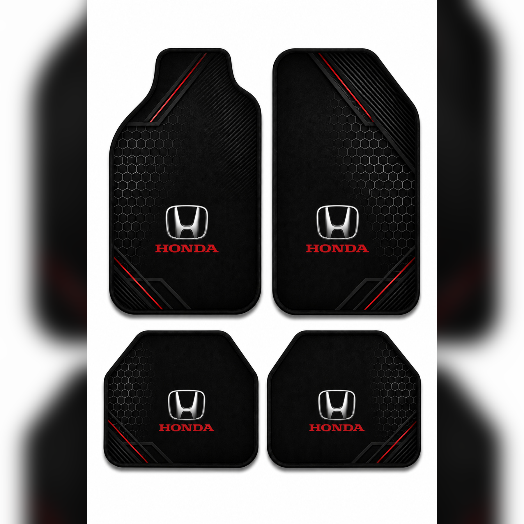 Honda Tasarımlı Universal Premium Araç İçi Oto Paspası 4'lü Set – Tüm Araç Modellerine Uyumlu-Kaymaz DOT Taban
