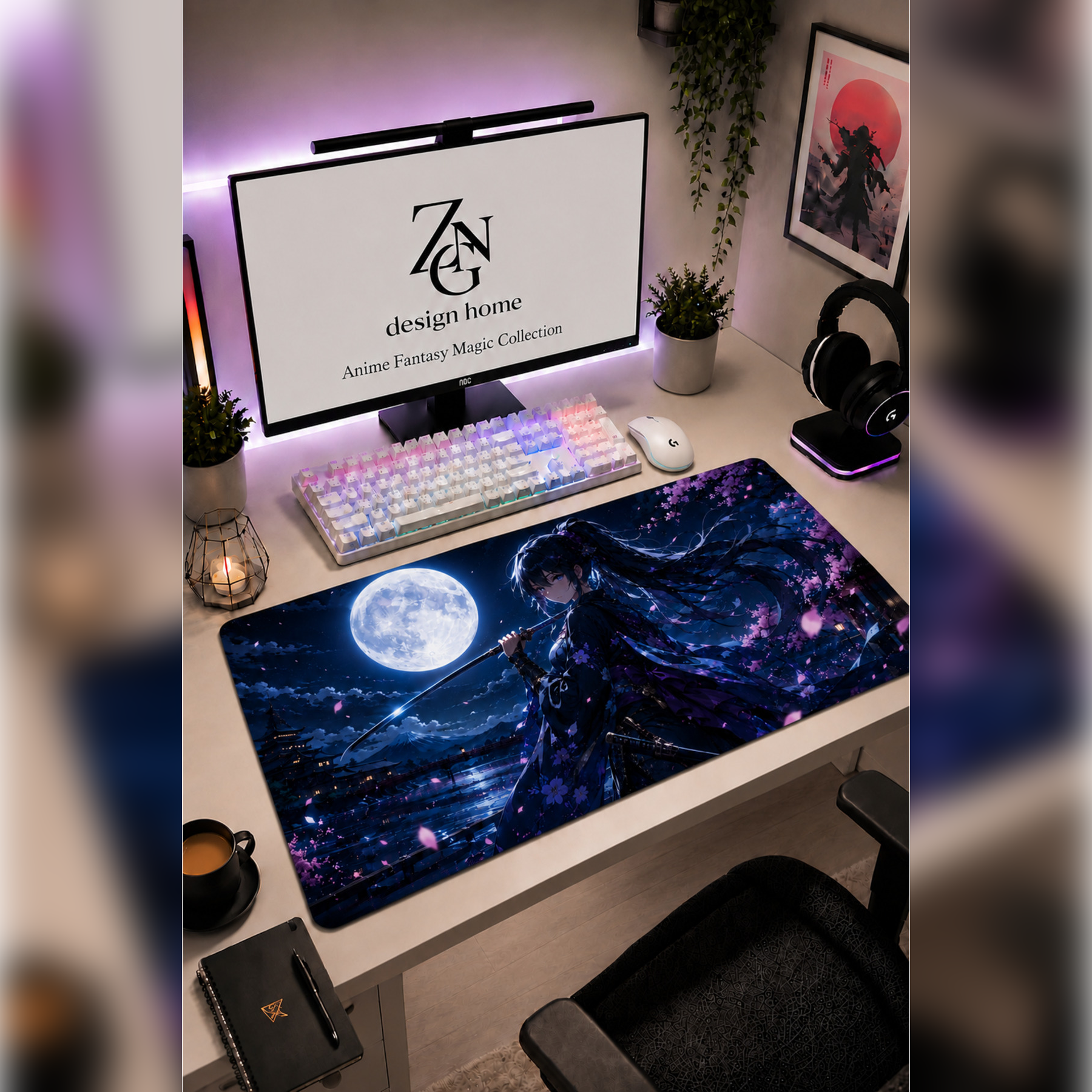 Anime Fantasy Magic Collection 80x40 cm Büyük Boy Gaming Mousepad Kaymaz Taban Deskmat