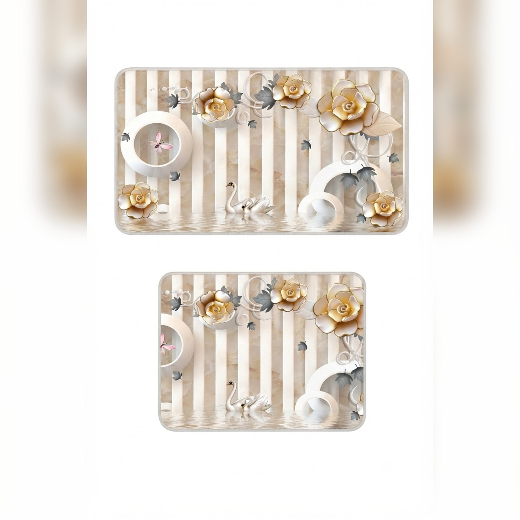 Banyo Paspası 2'li Set Kaymaz Tabanlı ve Yıkanabilir 60x90 Cm - 50x60 Cm