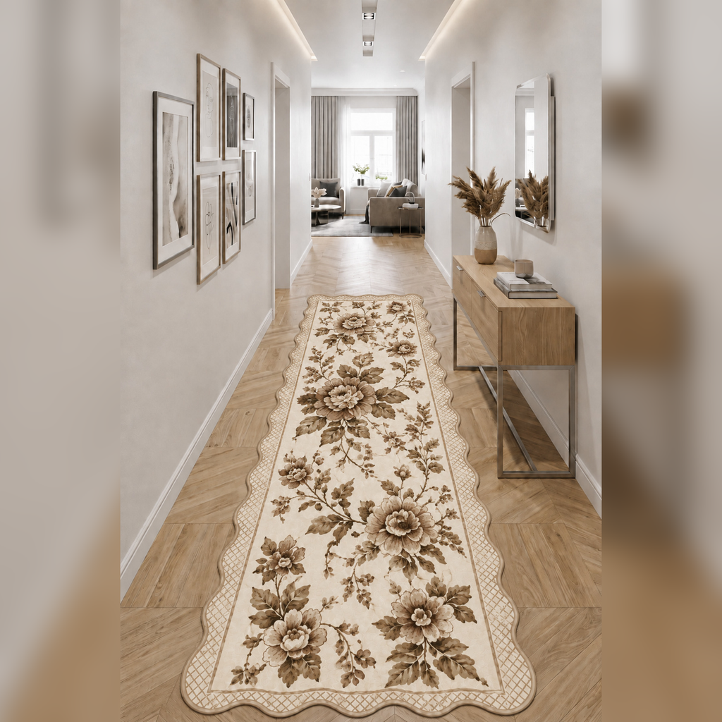 Botanica Luxe Collection English Rose Kişiye Özel Üretim Dekoratif Kaymaz Taban Antre/Hol Halısı – Dijital Baskı, Yıkanabilir, Farklı Ölçü Seçenekleri