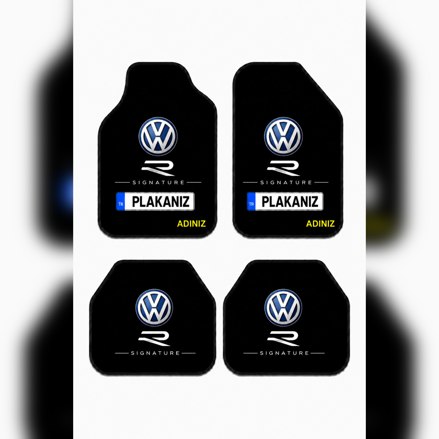Volkswagen Kişiye Özel İsim ve Plaka Baskılı Universal Premium Araç İçi Oto Paspası 4'lü Set– Tüm Araç Modellerine Uyumlu