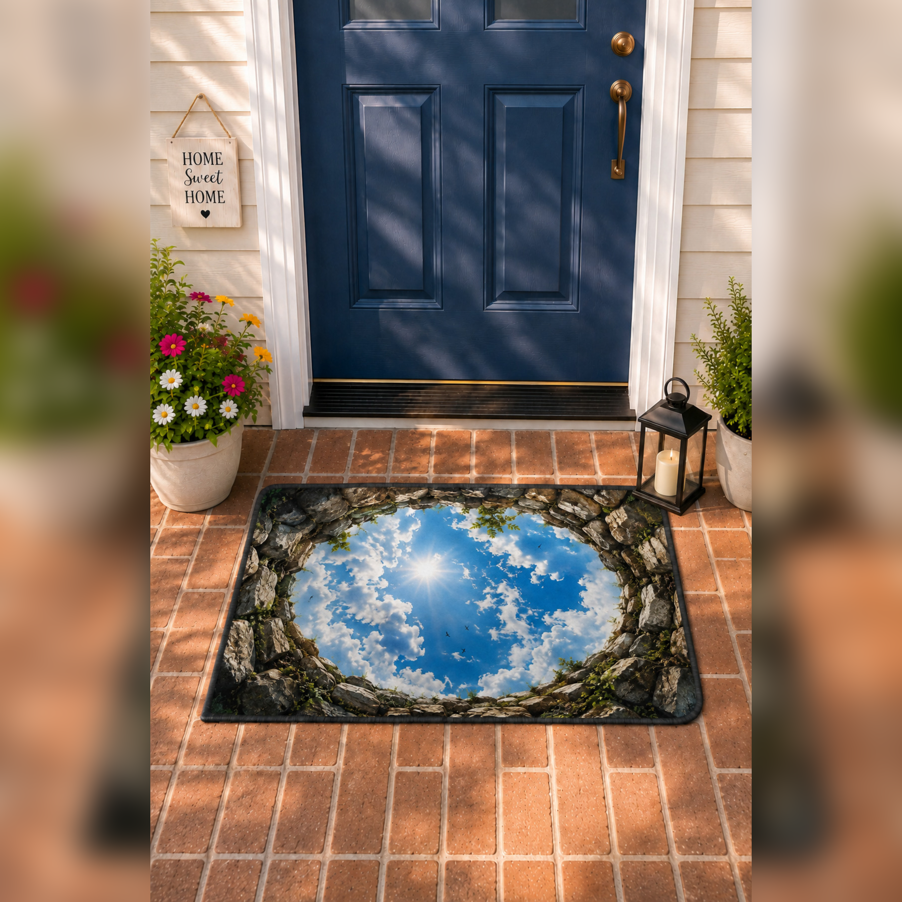 Sonsuz Gökyüzü 3D İllüzyon Kapı Önü Paspası 70×50 cm -60 x 90 cm – Kaymaz Taban – Kişiye Özel Tasarım Seçeneği
