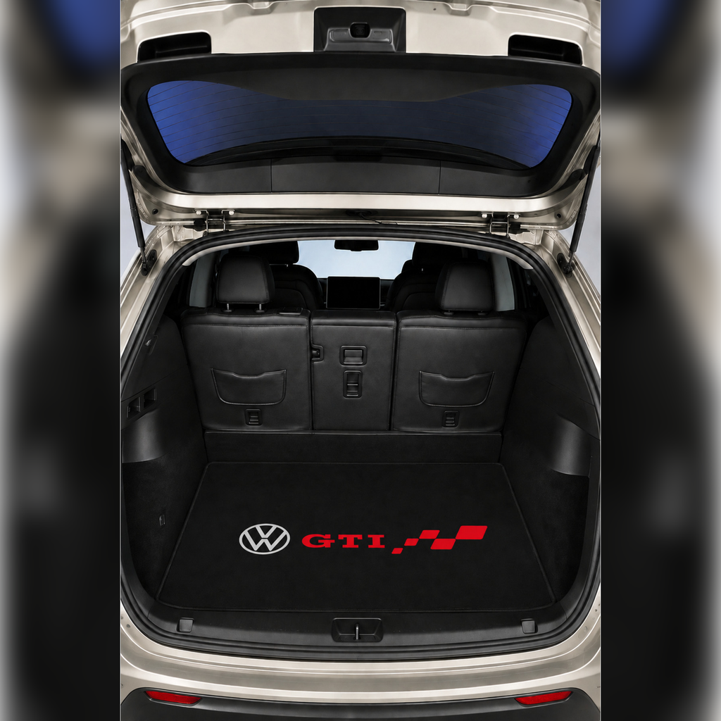 Volkswagen GTI Temalı Universal Araç Bagaj Halısı | Bagaj Havuzu Halısı | Kaymaz Dot Taban | Premium Siyah | Tüm Marka ve Modellere Kişiye Özel Tasarım Yapılır