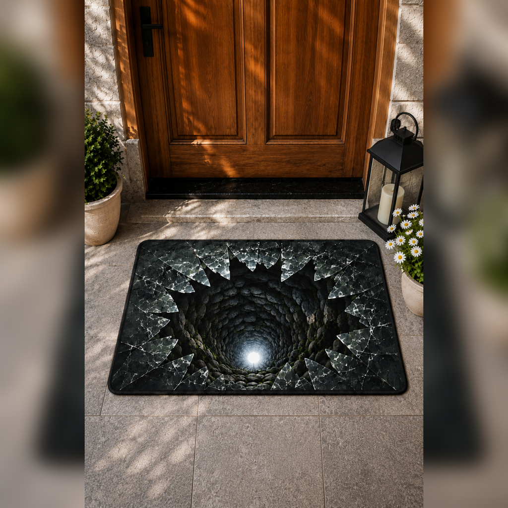 Kırık Cam Geçidi 3D İllüzyon Kapı Önü Paspası 70×50 cm -60 x 90 cm – Kaymaz Taban – Kişiye Özel Tasarım Seçeneği