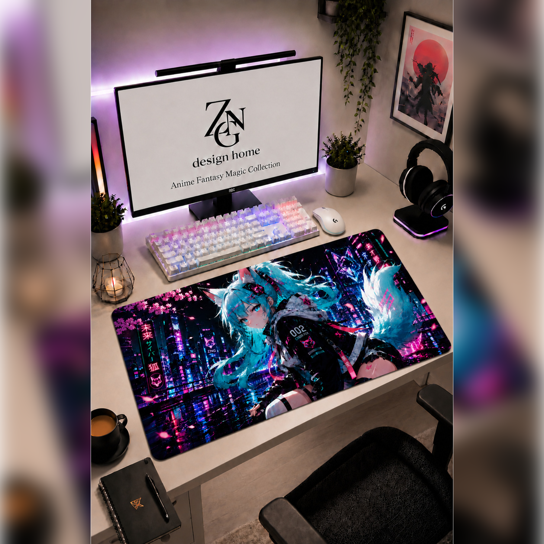 Anime Fantasy Magic Collection 80x40 cm Büyük Boy Gaming Mousepad Kaymaz Taban Deskmat