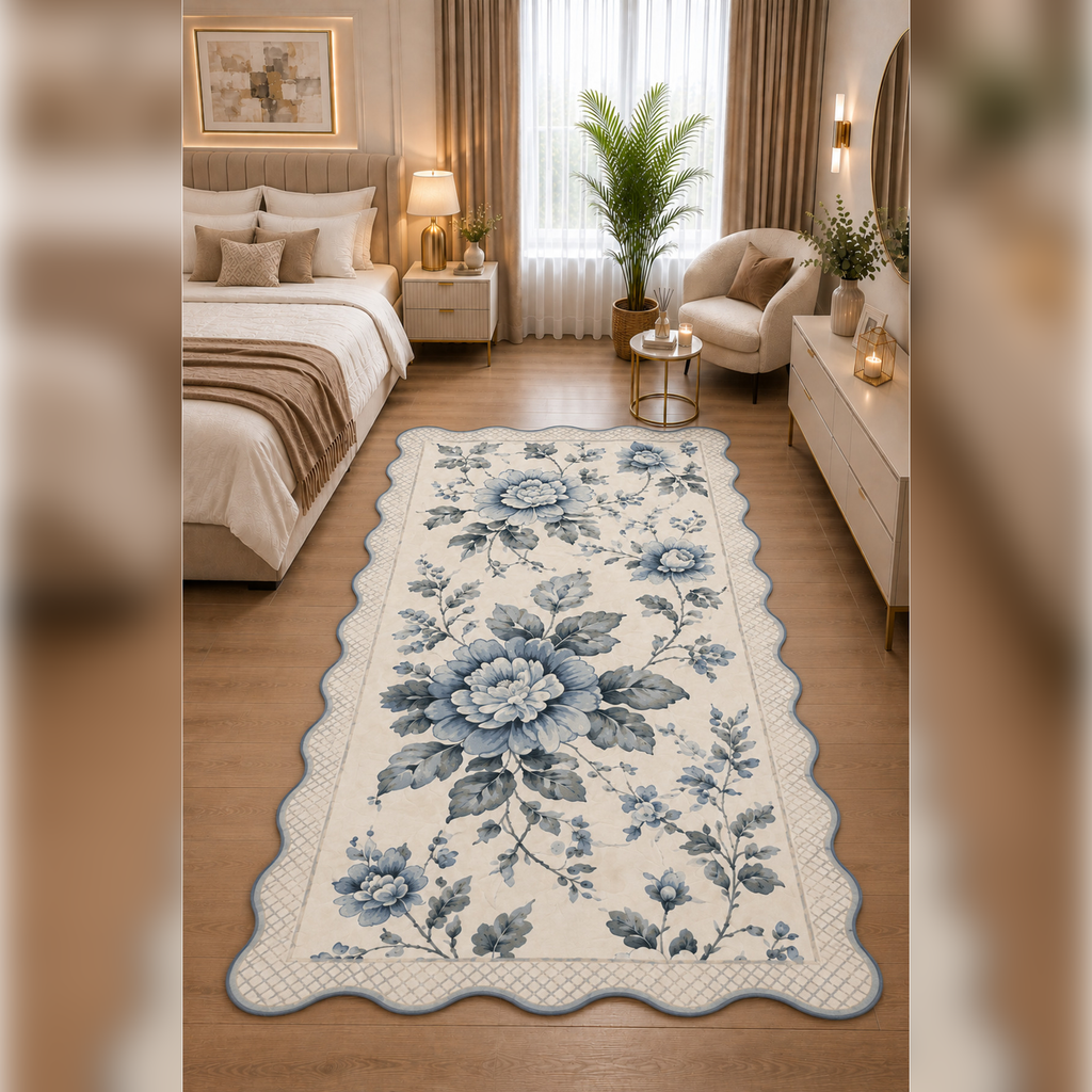 Botanica Luxe Collection English Rose Kişiye Özel Üretim Dekoratif Kaymaz Taban Salon/Yatak /Oturma odası Halısı – Dijital Baskı, Yıkanabilir, Farklı Ölçü Seçenekleri