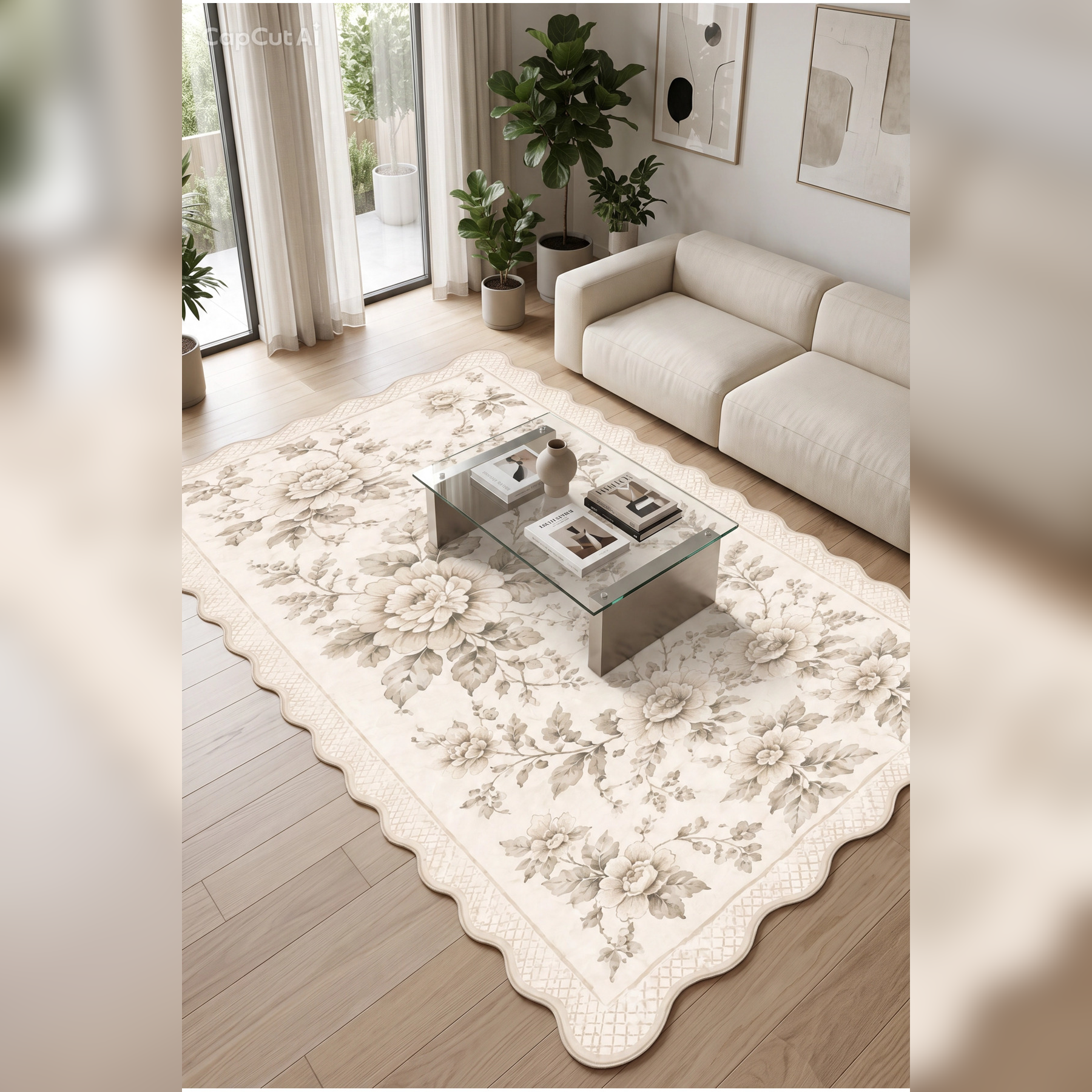 Botanica Luxe Collection English Rose Kişiye Özel Üretim Dekoratif Kaymaz Taban Salon/Yatak /Oturma odası Halısı – Dijital Baskı, Yıkanabilir, Farklı Ölçü Seçenekleri