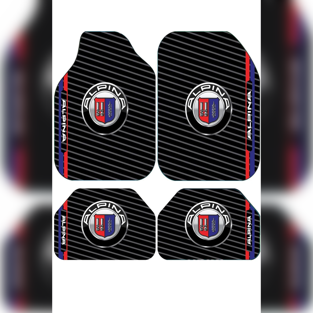 ALPINA Racing Temalı Kişiye Özel Tasarım Araç İçi Oto Paspası 4'lü Set – Universal Tüm Araç Modellerine Uyumlu, Kaymaz DOT Taban